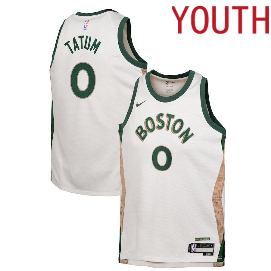 Youth Boston Celtics #0 Jayson Tatum Nike White City Edition 2023-24 Swingman Replica NBA Jersey